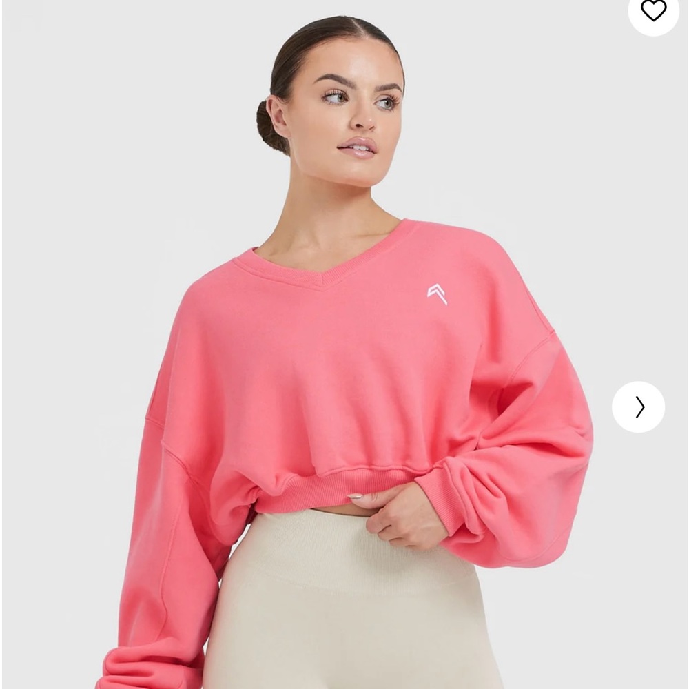 Oner Active Women's Pink Cropped V-Neck Sweatshirt